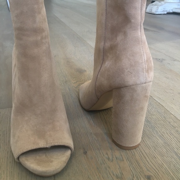Steve Madden peep-toe high heeled booties in tan - Picture 6 of 8
